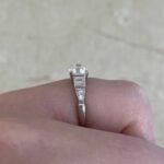 Side View Old European Cut Diamond Ring with Diamonds on Shoulders f4 15723
