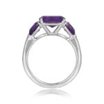 2.22ct Cushion Cut Amethyst with trillion Accent Argyle Ring 15833