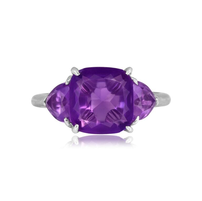2.22ct Cushion Cut Amethyst Accent Argyle Ring
