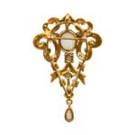 14 karat yellow gold brooch with seed pearls and opal stones Lenora Brooch 15852