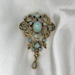 Victorian Era Brooch With Opals 14k Yellow Gold Artistic 15852