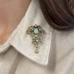 Victorian Seed Pearl and Opal Brooch Shirt Lapel 15852