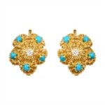 Tiffany diamond and turquoise 18k yellow gold clip earrigns Tiffany Earrings 15855