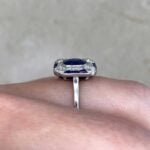 Art Deco Cushion-Cut Sapphire on Platinum Ring Side Finger View f4 15868