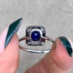 Cushion-Cut Sapphire Set in platinum mounting Back View f6 15868