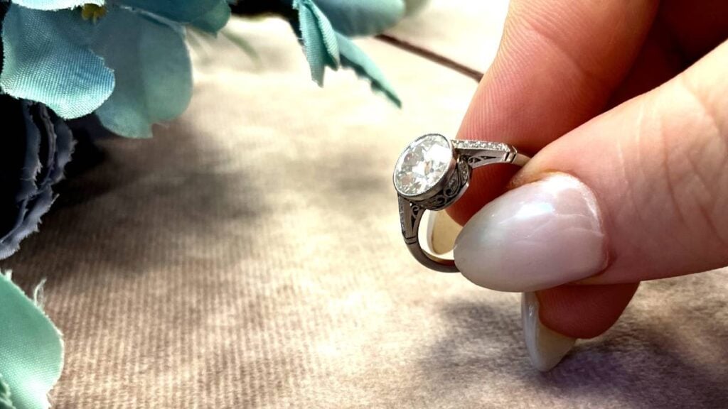 Bezel Style Setting Engagement Ring in Showroom