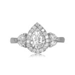 0.73 carat pear shaped diamond with halo and heart shaped accents Scenic Ring DYL502