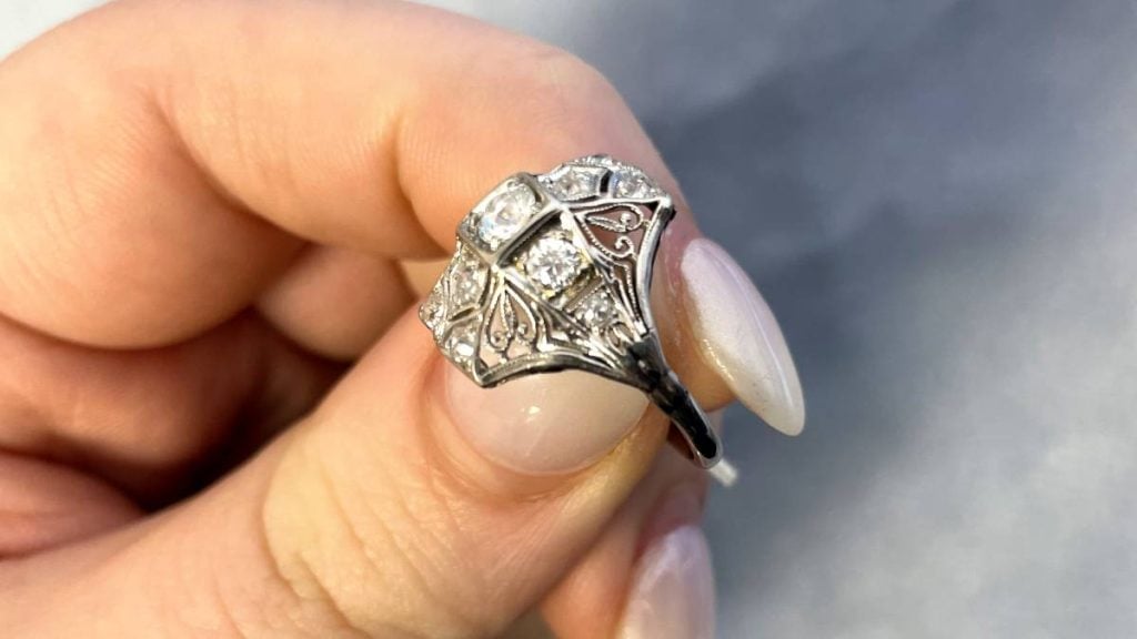 Heart Shaped Filigree Motif on Cocktail Ring