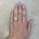 0.24ct Yellow Diamond Double Halo Engagement Ring on Hand F1