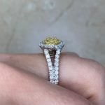 Side 0.63ct VS1 Clarity Yellow Diamond white gold Ring F4