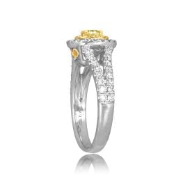 Oval Cut Yellow Diamond set in prongs with Double Halo Altha Ring ROM26