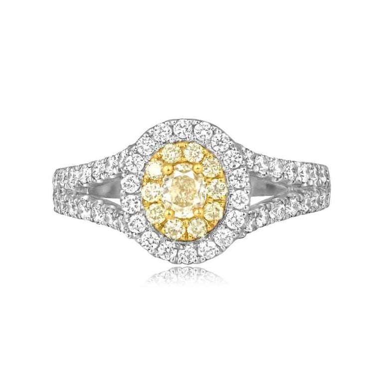 Oval Cut Yellow Diamond Double Halo Altha Ring
