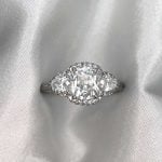 Firestone Ring with a 0.15 carats diamond halo