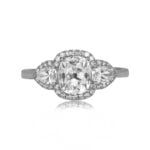 1.20 carat center antique cushion cut diamond with halo Firestone Ring 15249
