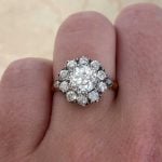 Old European Cut Diamond Floral Cluster Finger Monaco Ring 15250