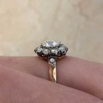 Floral Diamond Cluster on Platinum on 18k Yellow Gold Side Finger f4 15250