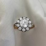 Old European Diamond Floral Cluster Engagement Ring f5 15250
