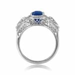 diamond halo and accent design on ring with center sapphire Angola Ring 15694
