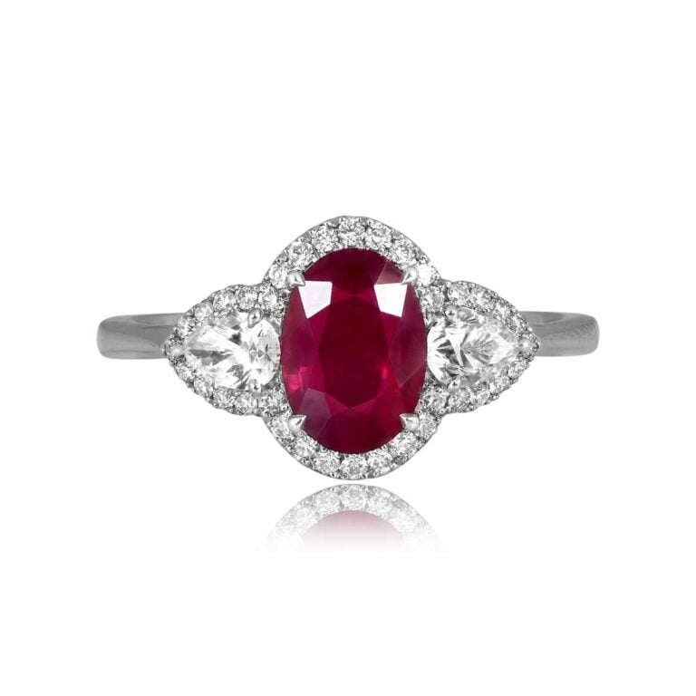 GIA Certified 1.09ct Burma Ruby and Diamond Keota Ring