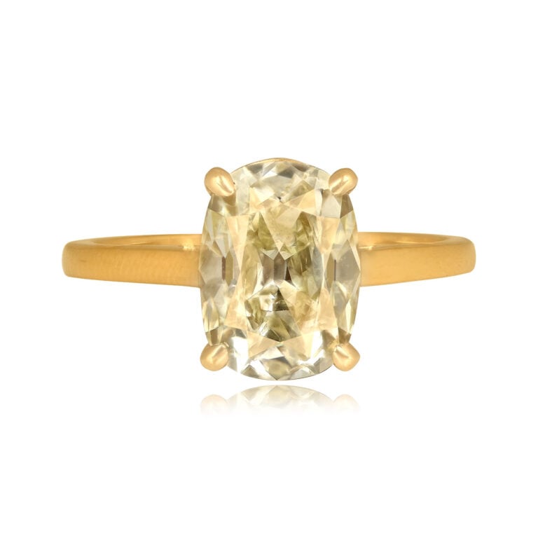2.73ct Fancy Light Yellow Antique Cushion Cut Diamond Lakeville Ring