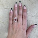 Victorian Era GIA Ruby and Diamond Alcova Ring Hand Picture f1 15864