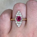 Front Finger View Oval-Cut Ruby with old-cut diamonds f2 15864
