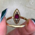 Oval-Cut Ruby Set in 14k Yellow Gold Shank Back View f6 15864