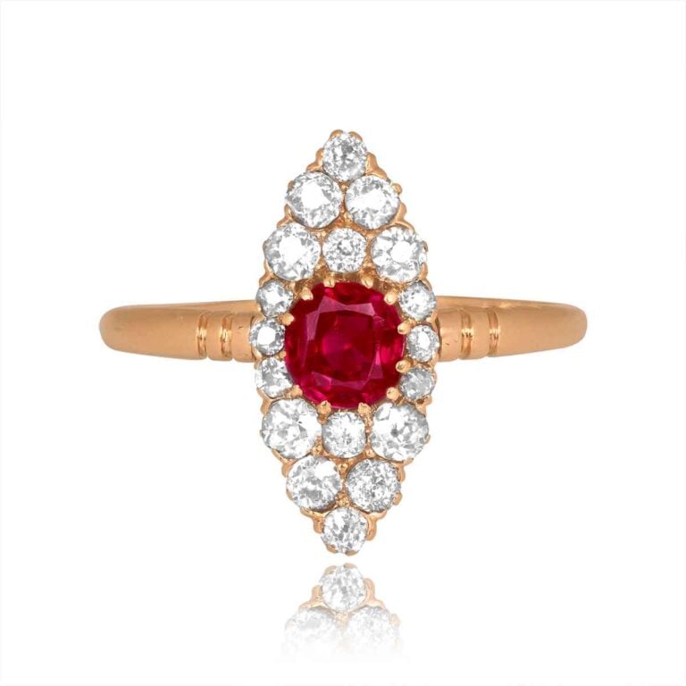 Victorian Era GIA Ruby and Diamond Alcova Ring, Circa 1880