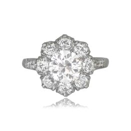 GIA 1.16ct Diamond Cluster Platinum Highland Ring 15867