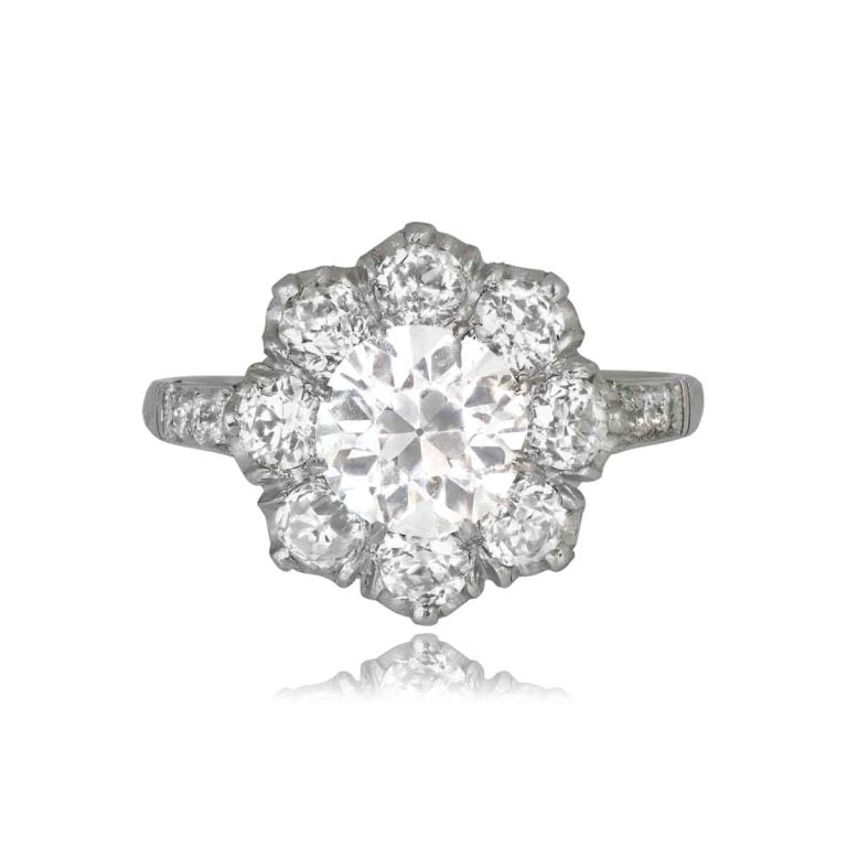 GIA 1.16ct Diamond Cluster Platinum Highland Ring