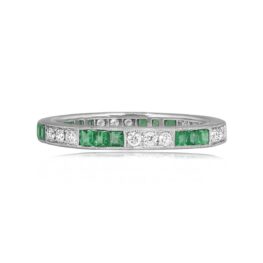 alternating three emerald and three diamond platinum Eldora Band 15875