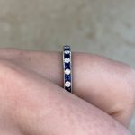 french cut sapphires and round diamonds Side Finger Dellwood Band f4 15876