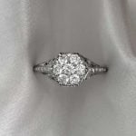 Hexagonal Diamond Cluster on Platinum Engagement Ring f5 15880