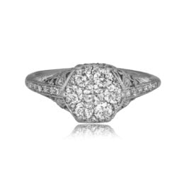 0.54 carat center cluster with intricate lace work detailing Burwell Ring 15880