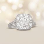 Center Cluster Square Halo Diamond Deloit Ring 15882 artistic photo