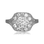 0.51 total carat weight of center cluster with square halo and intricate work Deloit Ring 15882