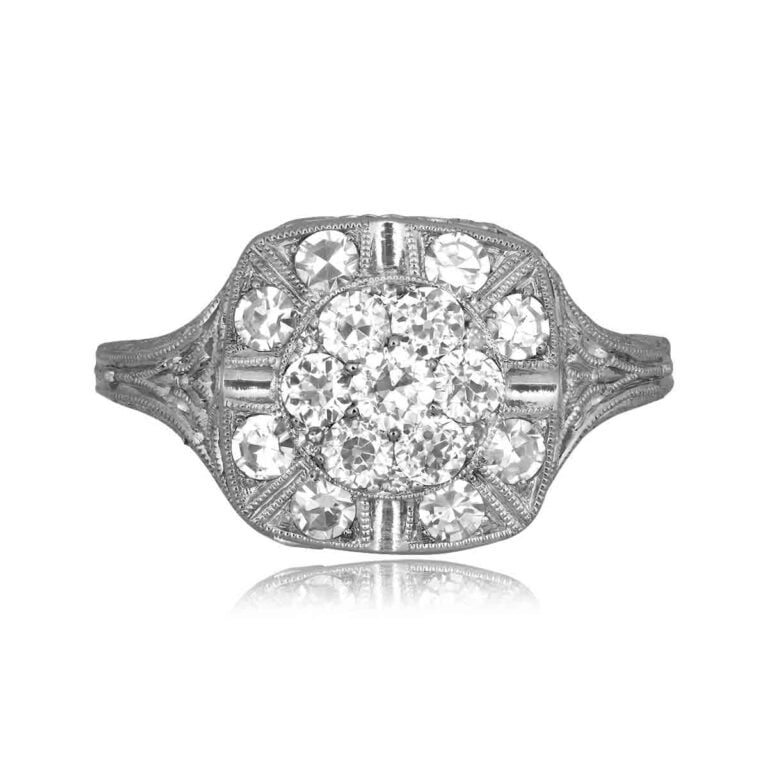 Center Cluster Square Halo Diamond Deloit Ring