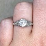 Center Diamond Cluster Engagement Ring with Filigree and Milgrain f2 15883