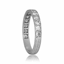 Art Deco Era Engraved Diamond Fermi Band, Circa 1920 3mm 15885