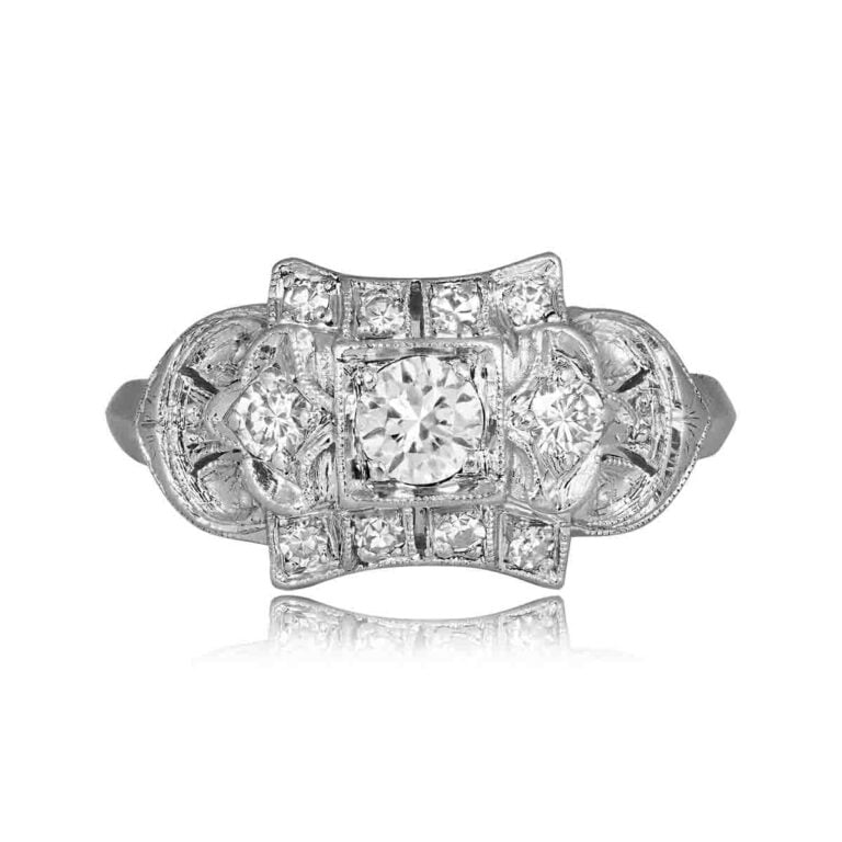 Vintage Geometric Diamond Kenesaw Ring, Circa 1950