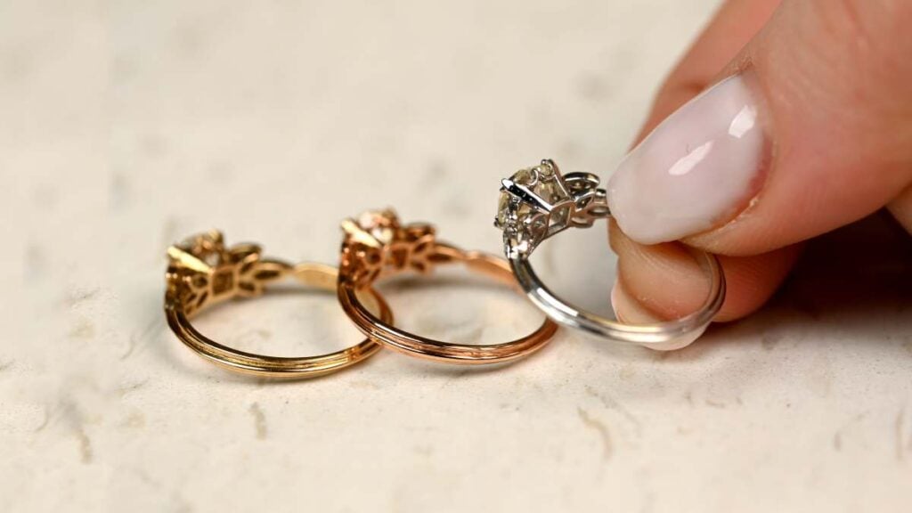 3 Yellow White Rose Gold Engagement RIngs 