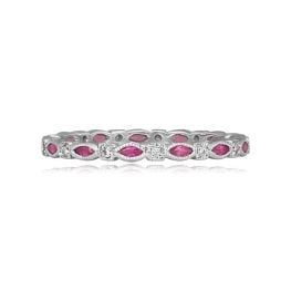 marquise cut ruby and round diamond alternating pattern platinum band Yardley Band 8687