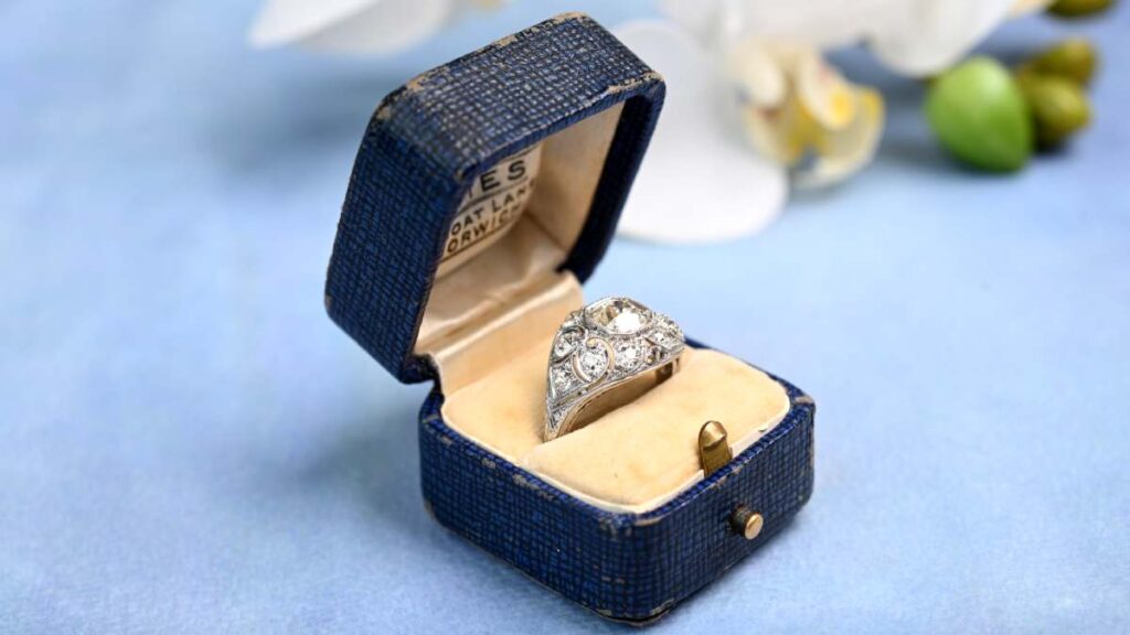 Antique Engagement Ring from EDJ in Ring Box