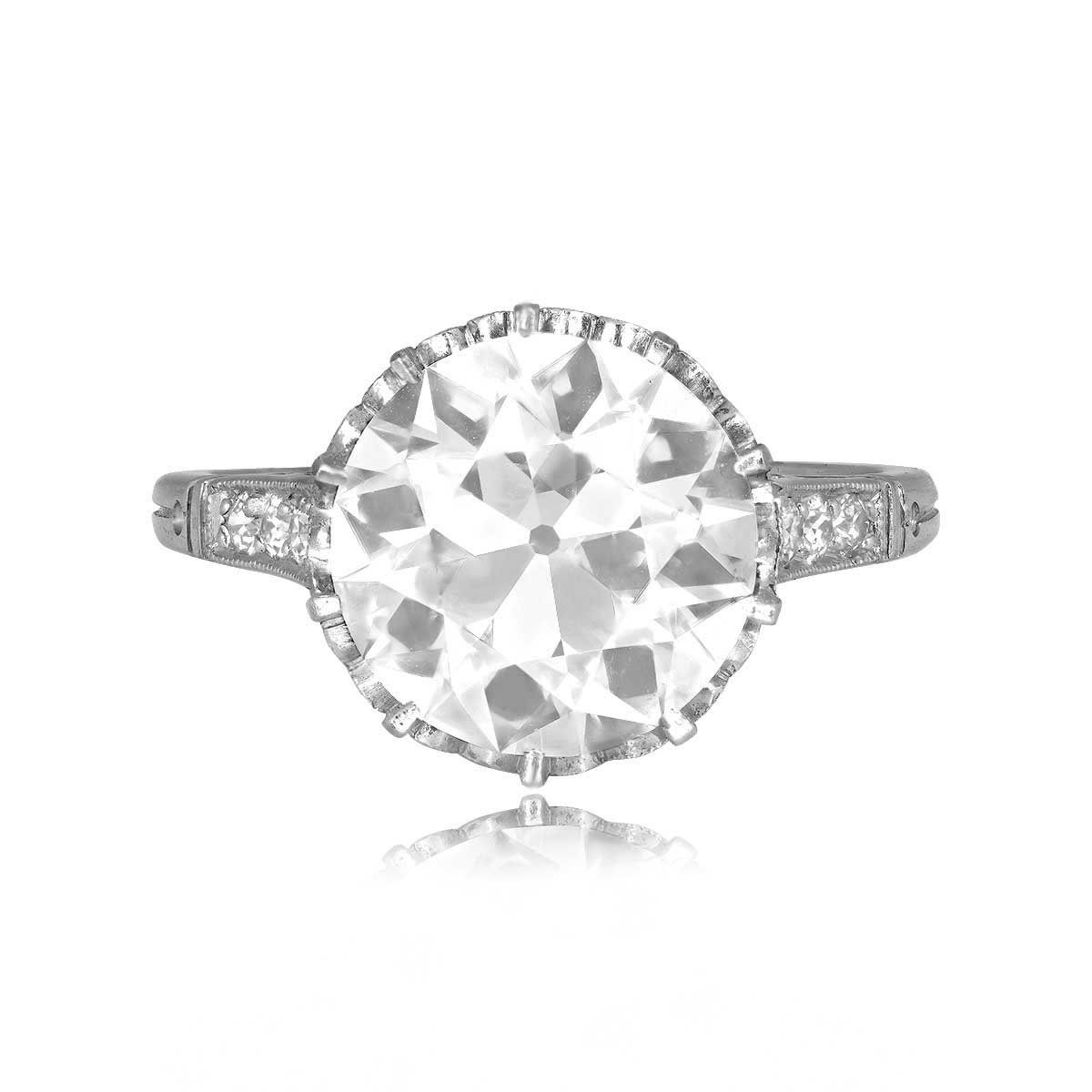 Stacked from 27 images. Method=C (S=1) 4.03 carat center old european cut diamond with detailed mounting Hammonton Ring HER039