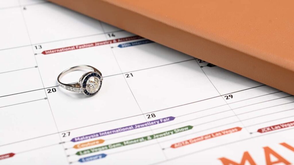Halo Engagement Ring on Calendar