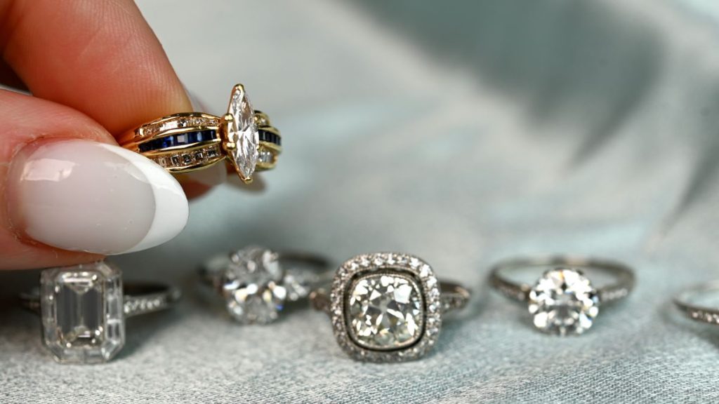 Marquise Cut Ring in Front of Other Cut Rings