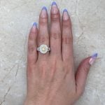 Yellow Oval Cut Diamond Double Halo Lerose Ring Hand Picture ROM01 f1