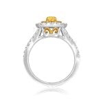 Yellow Oval Cut center Diamond with Double Halo of yellow and white diamonds Lerose Ring ROM01