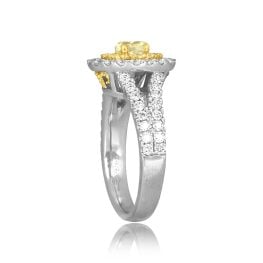 Yellow Oval Cut Diamond Double Halo yellow and white gold Lerose Ring ROM01