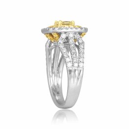 Radiant Cut Yellow Diamond with Double diamond Halo Falco Ring ROM50